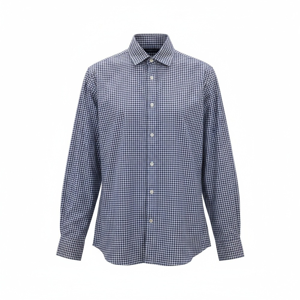 Tommy Hilfiger Blue Plaid Button Down Cotton Dress Slim Fit Shirt Mens Large